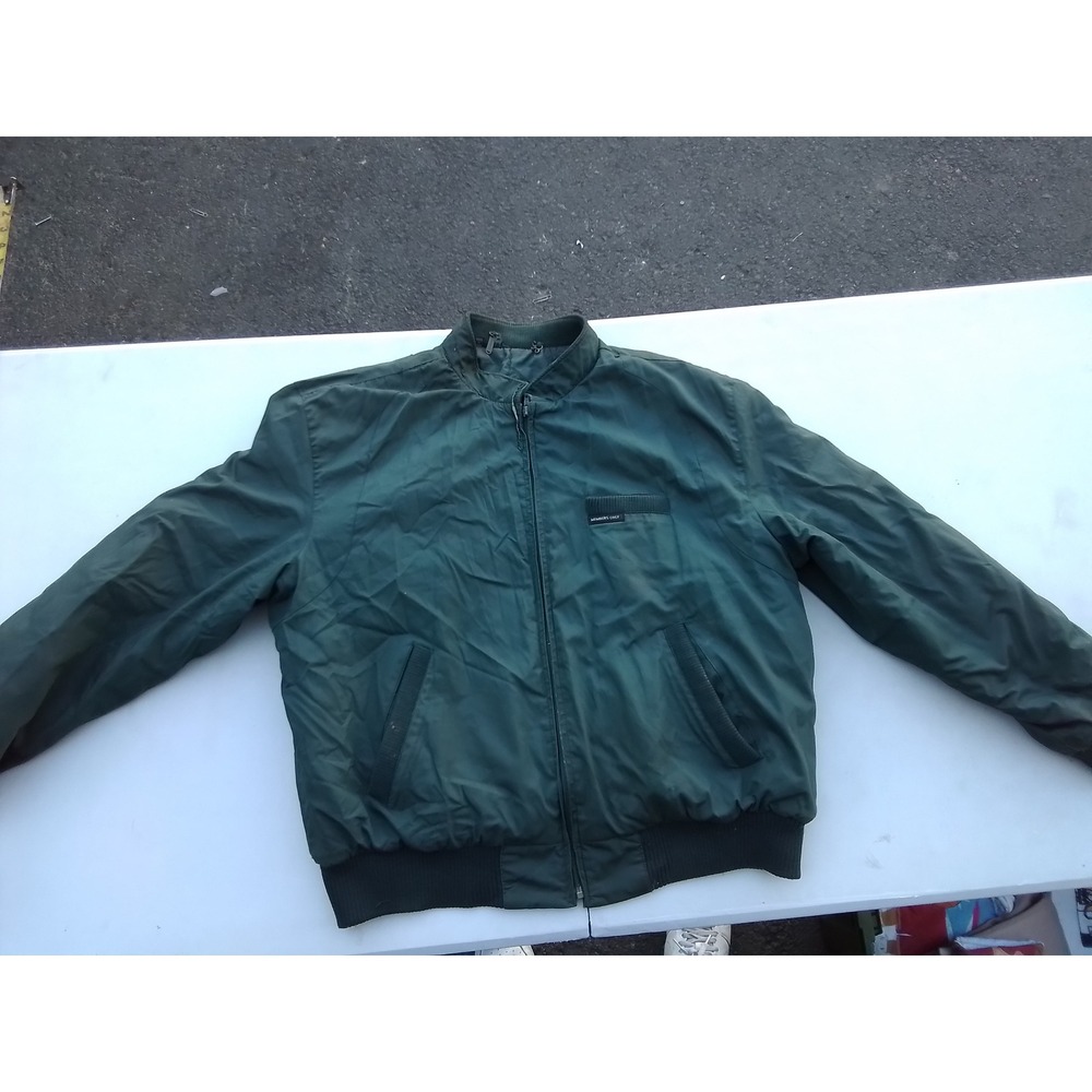 Vintage Members Only Racer Jacket Forest Green Size 42 Bomber Coat Mens